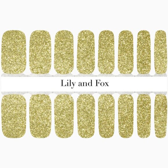 3 for 15 - LILY & FOX - WRITTEN IN GOLD Nail Stickers Wrap Strip Gold Glitter - Picture 2 of 8